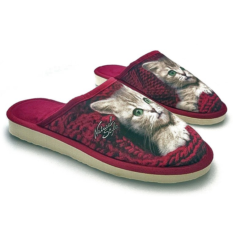 Pohodlné papuče mačka červené