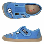 BAREFOOT Chlapčenské papuče modré futbal