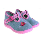 Detské veselé textilné papučky, prezuvky ružové s výšivkou a ortopedickou stielkou