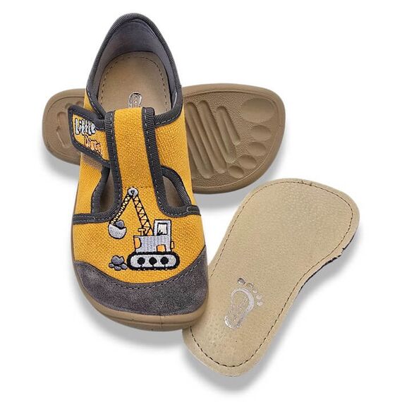 Detské barefoot papuče žlté. Barefoot detské prezuvky žlté
